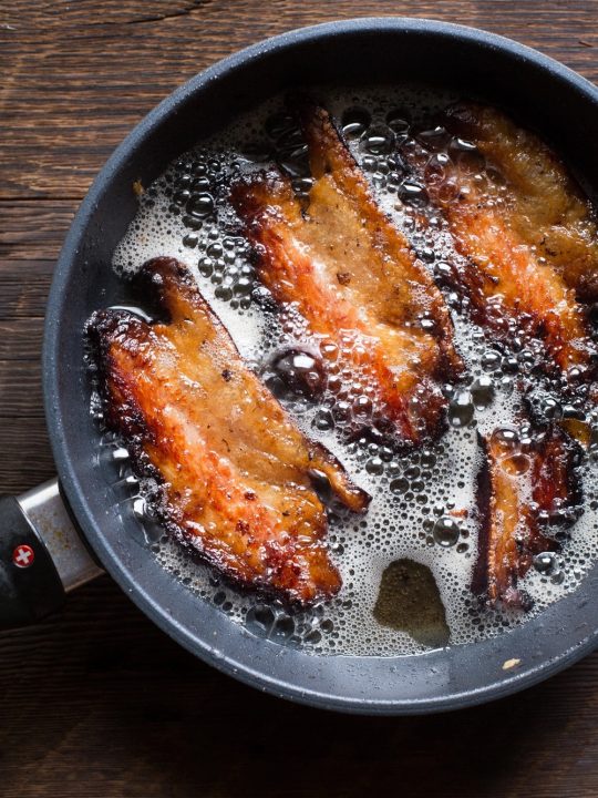 Bourbon and Cider-Braised Jowl Bacon Steaks