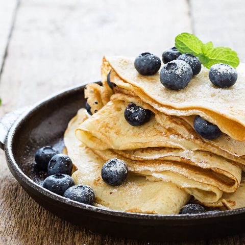 Vegan JUST Egg Crêpes with Blueberries