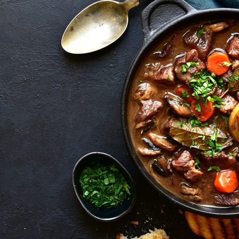 Pork Jowl Stew with Red Wine