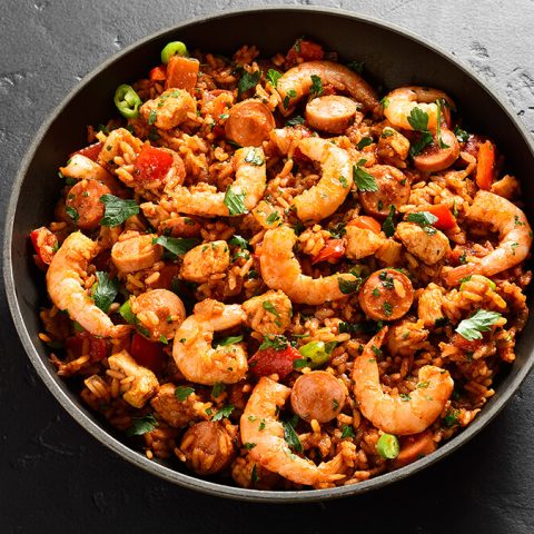 Sausage, Chicken and Shrimp Jambalaya