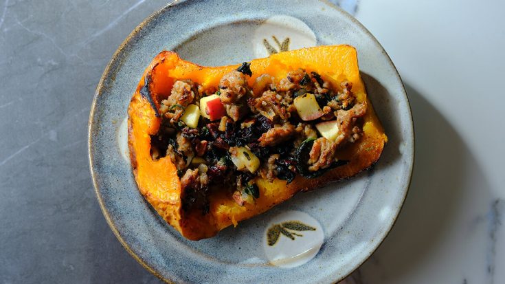 Apple & Sausage Stuffed Honeynut Squash Recipe