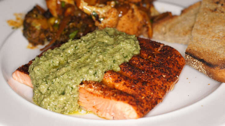 Grilled Coho Salmon With Poblano Pesto Recipe