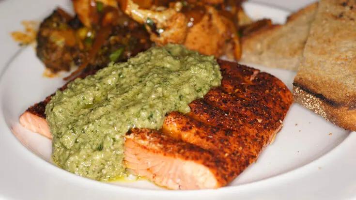 Grilled Coho Salmon With Poblano Pesto Recipe