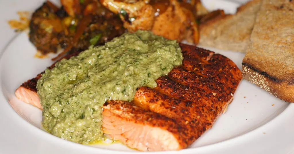 Grilled Coho Salmon With Poblano Pesto Recipe