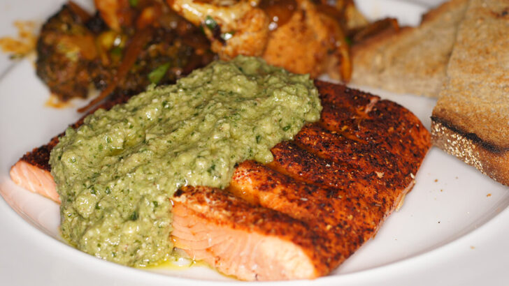 Grilled Coho Salmon With Poblano Pesto Recipe