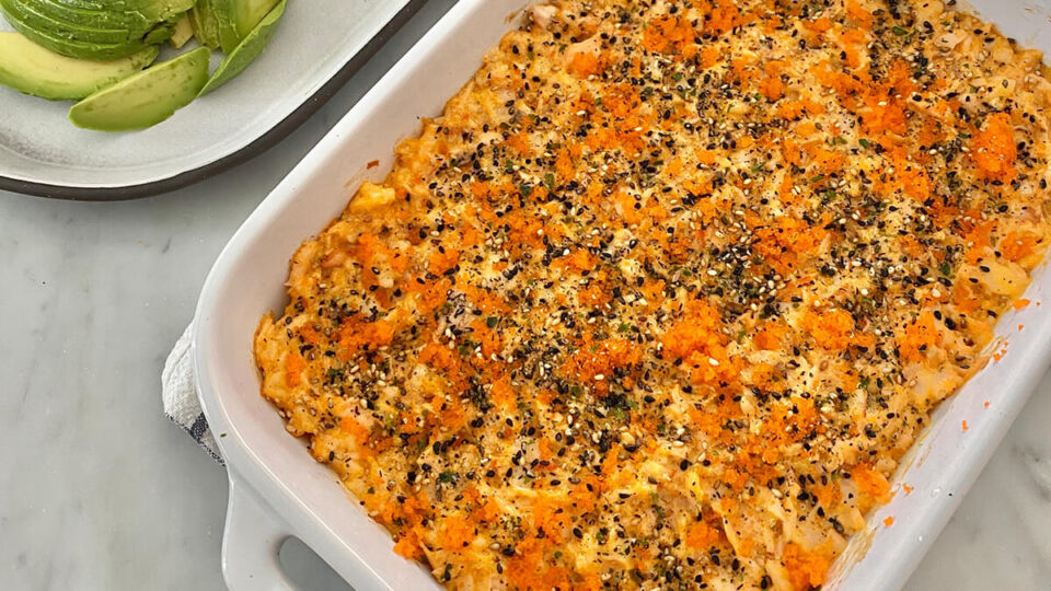 Salmon And Shrimp Sushi Bake