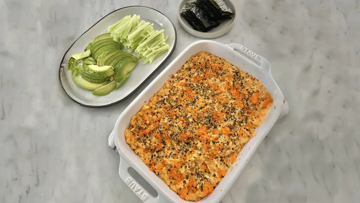 Salmon and Shrimp Sushi Bake Recipe